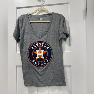 Houston Astros New Era  Grey MLB Vneck tshirt size large
